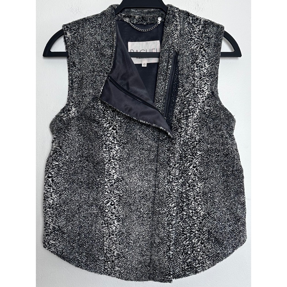 Rachel Roy Faux Fur Asymmetrical Zip Moto Vest Size XS Going Out Streetwear Edgy